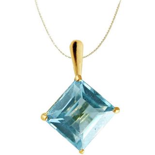 10k Yellow Gold Square Blue Topaz Necklace Gemstone Necklaces