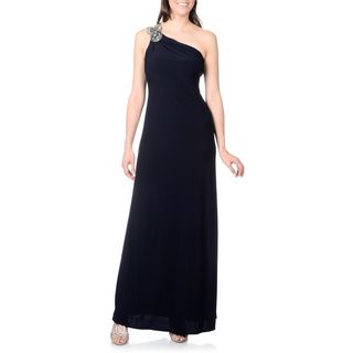 Cachet Women's Mid blue Embellished Shoulder Evening Gown Evening & Formal Dresses
