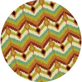 Indoor/Outdoor Hand hooked Portia Multi Rug (7'10 x 7'10) Alexander Home Round/Oval/Square