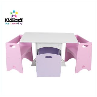 KidKraft White Table with Pastel Benches   26162