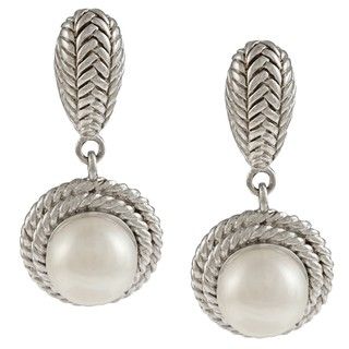 Kabella Kabella Sterling Silver Freshwater Pearl Dangle Earrings (8 9mm) Kabella Jewelry Pearl Earrings