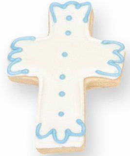 Blue Accents Christening Cross Cookie Favor   Party Favors