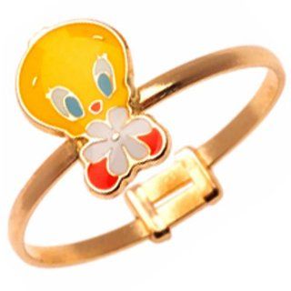 Yellow Gold Looney Tunes Tweety Bird Children's Ring Earring Necklace And Ring Sets Jewelry