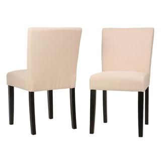Cortesi Home Beige Linen Low Back Dining Chair (Set of 2) Cortesi Home Dining Chairs