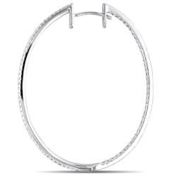 Miadora 14k White Gold 1ct TDW Diamond Hoop Earrings (H I, SI1 SI2) Miadora Diamond Earrings