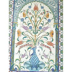 Mosaic 'Decorative Floral Pot' 96 tile Ceramic Wall Mural Arts Exotiques Wall Tiles