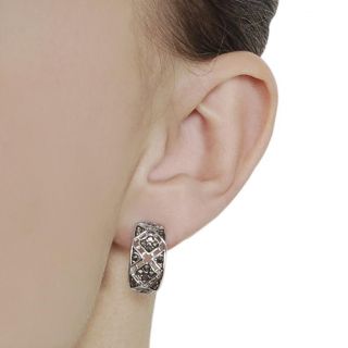 Silvertone Lab created Marcasite Hoop Earrings Journee Collection Gemstone Earrings