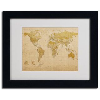 Michael Tompsett 'World Map Antique' Framed Giclee Print Matted Art Trademark Fine Art Canvas