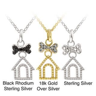 DB Designs Sterling Silver Diamond Accent Dog House and Bone Necklace DB Designs Diamond Necklaces