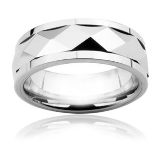 Men's Tungsten Carbide Diamond Faceted Spinner Ring (8 mm) Men's Rings