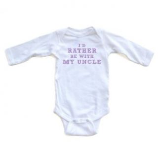 I'd Rather Be With My Uncle   Purple Design   White Long Sleeve Baby Bodysuit Infant And Toddler Bodysuits Clothing