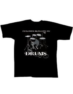 CloseoutZone Men's Id Rather Be Playing My Drums T Shirt Percussion Musicians Clothing