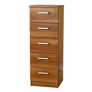 Walnut Lewes five drawer tall chest