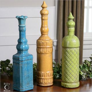Uttermost Jonte Decorative Bottles in Distressed Blue Yellow and Green   19804