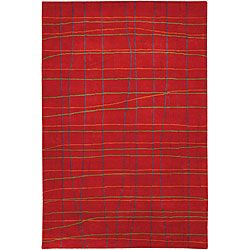 Hand tufted Mandara Red Wool Rug (7'9 x 10'6) Mandara 7x9   10x14 Rugs