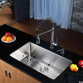 Kraus Kitchen Combo Set Stainless Steel 30 inch Undermount Sink with Faucet Kraus Sink & Faucet Sets