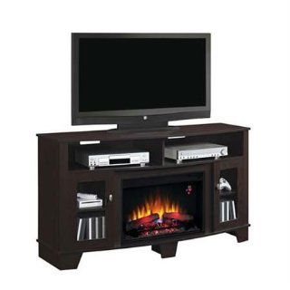Fireplace Twin Star Classic Flame La Salle Media Console Electric Fireplace in Midnight Cherry   Heating Vents  