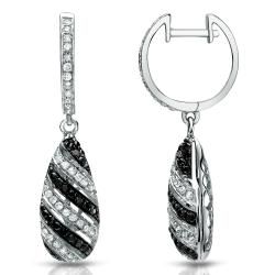 Auriya 14K White Gold 3/4ct TDW Black and White Diamond Dangle Earrings (G H, I1 I2) Auriya Diamond Earrings