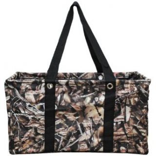 All Purpose Carry It All Large Collapsible Camo Print Utility Tote Bag (Brown) Clothing