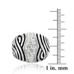 Icz Stonez Sterling Silver And Crystal Striped Ring ICZ Stonez Crystal, Glass & Bead Rings
