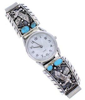 Southwestern Sterling Silver Turquoise Eagle Watch PS71644 SilverTribe Jewelry