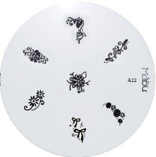 MoYou Nail Art Image Plate A22 including 7 nailart designs on metal stencil, easy to apply, amazing results, accessories for women  Nail Art Equipment  Beauty