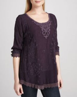 Womens Eyelet Panel Tunic   Johnny Was Collection   Eggplant (X LARGE (14))