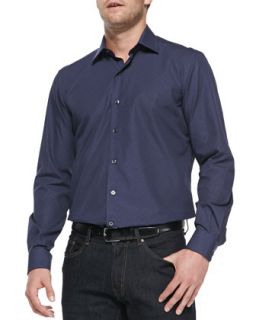 Mens Hexagonal Print Woven Shirt, Navy   Culturata   Navy (XL)