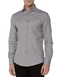 Mens Trend Fit Textured Dress Shirt, Grey   Versace   Grey (40)