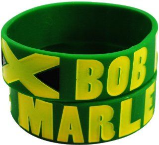Bob Marley Jamaican Flag Rubber Saying Bracelet (Green) 