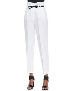 Womens Paper Bag Pleated Trousers   Milly   White (4)