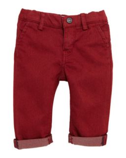 Cotton Blend Slim Fit Pants, Burgundy, 3 18 Months   Little Marc Jacobs