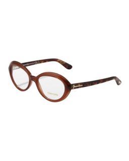 Oval Cat Eye Fashion Glasses, Opal/Brown   Tom Ford   Opal brown