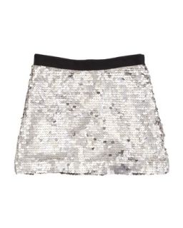 Sequin Miniskirt, Silver, Sizes 2 6   Milly Minis