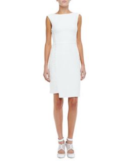 Womens Crepe Cocktail Dress with Lace Side   Monique Lhuillier   Eggshell (10)