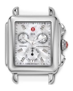 Deco Diamond Stainless Steel Watch Head, Engravable   MICHELE   Silver