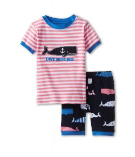 Hatley Kids Short Sleeve PJ Set Girls Pajama Sets (Coral)