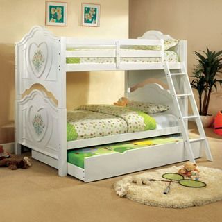 Furniture Of America Furniture Of America Rosalina Floral White Bunk Bed White Size Twin