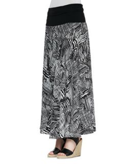 Womens Graphic Print Maxi Skirt   Indikka   Black/White (LARGE/12 14)
