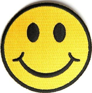 Smiley Patch, 3x3 inch, small embroidered iron on saying patch
