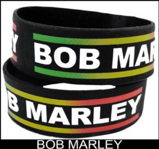 Bob Marley Zion Designer Rubber Saying Bracelet (Black) Clothing