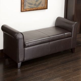 Christopher Knight Home Torino Bonded Leather Brown Armed Storage Ottoman