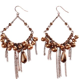 Alexa Starr Chocolate Pearl Chandelier Earrings With Copper Chain Fringe
