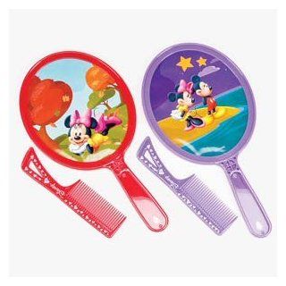 DISNEY MICKEY AND MINNIE MOUSE HAND MIRROR AND COMB SET ASSORTED DESIGNS AND COLORS SENT AT RANDOM SIZE 6" Toys & Games