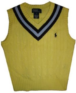 Polo by Ralph Lauren Infant Boys Sweater Vest Available in Several Color and Sizes (12 Months, Yellow w/ Navy & Blue Stripes w/ Navy Pony) Clothing