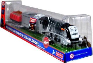 Thomas and Friends Favorite Moments Series As Seen On "Steamy Sodor" Trackmaster Motorized Railway Battery Powered Tank Engine 3 Pack Train Set   Coal Mustache SPENCER with Coal Loaded Wagon and Scrap Metal Loaded Wagon Toys & Games
