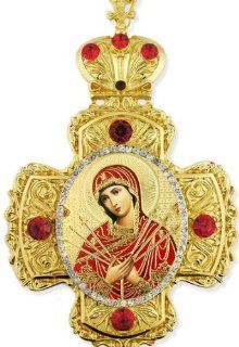 Seven Sorrows of Virgin Mary of Seven Swords Jeweled Wall Cross Russian Icon Cross Ornament Room Wall Decoration Jewelry