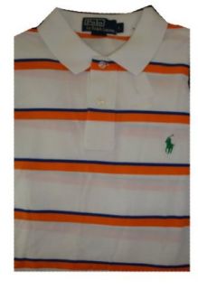 Men's Polo by Ralph Lauren Polo Shirt Size Several Sizes Available White, Blue & Orange Striped (XL) at  Mens Clothing store