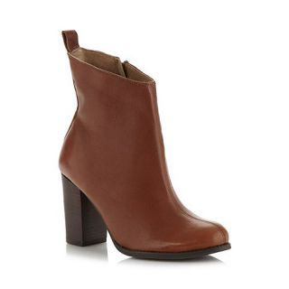 Faith Tan leather stacked high ankle boots