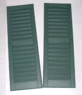 Louvered Shed or Playhouse Shutters Green 6" X 21" 1 Pair   Window Treatment Louver Shutters